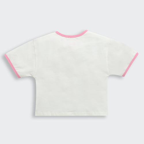 Barbie White Print Crop Tee BATP2083