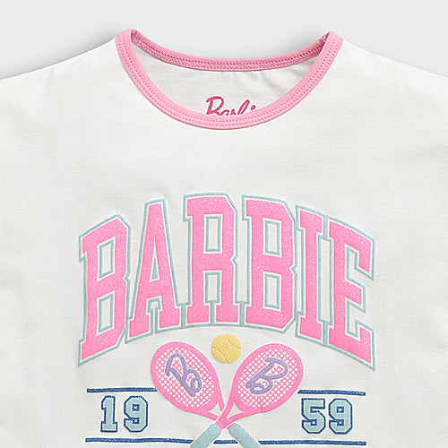 Barbie White Print Crop Tee BATP2083