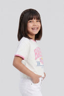 Barbie White Print Crop Tee BATP2083