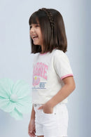 Barbie White Print Crop Tee BATP2083