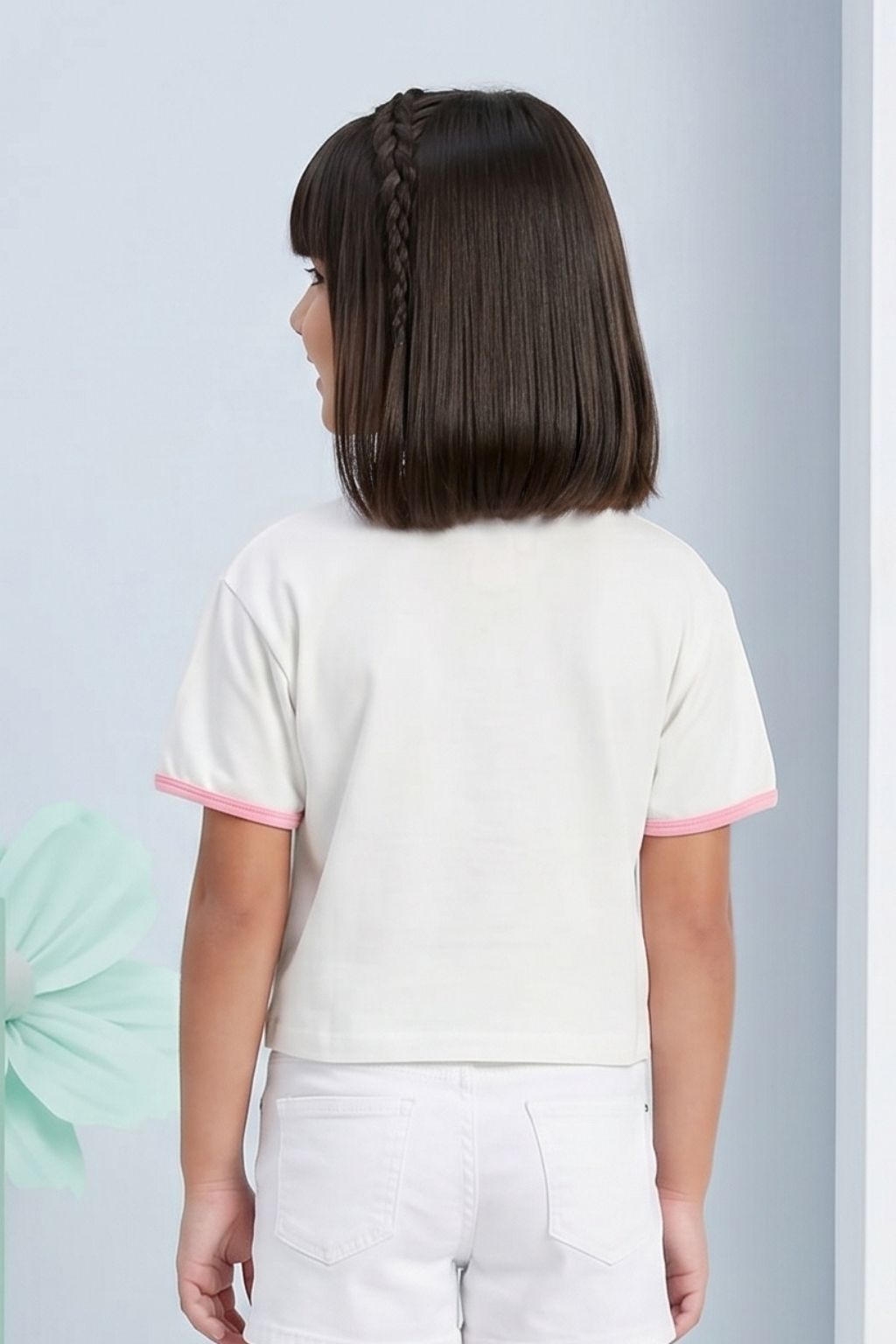 Barbie White Print Crop Tee BATP2083
