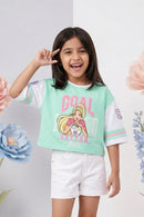 Barbie Turquoise Green Oversized Graphic Tee BATP2084
