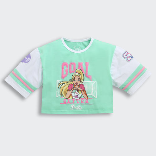 Barbie Turquoise Green Oversized Graphic Tee BATP2084