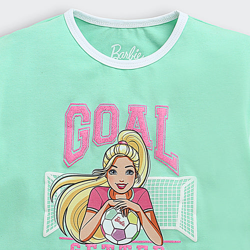 Barbie Turquoise Green Oversized Graphic Tee BATP2084
