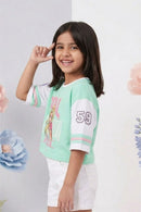Barbie Turquoise Green Oversized Graphic Tee BATP2084