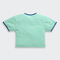 Barbie Aqua Blue Soft Cotton Logo T-Shirt for Girls