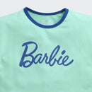 Barbie Aqua Blue Soft Cotton Logo T-Shirt for Girls