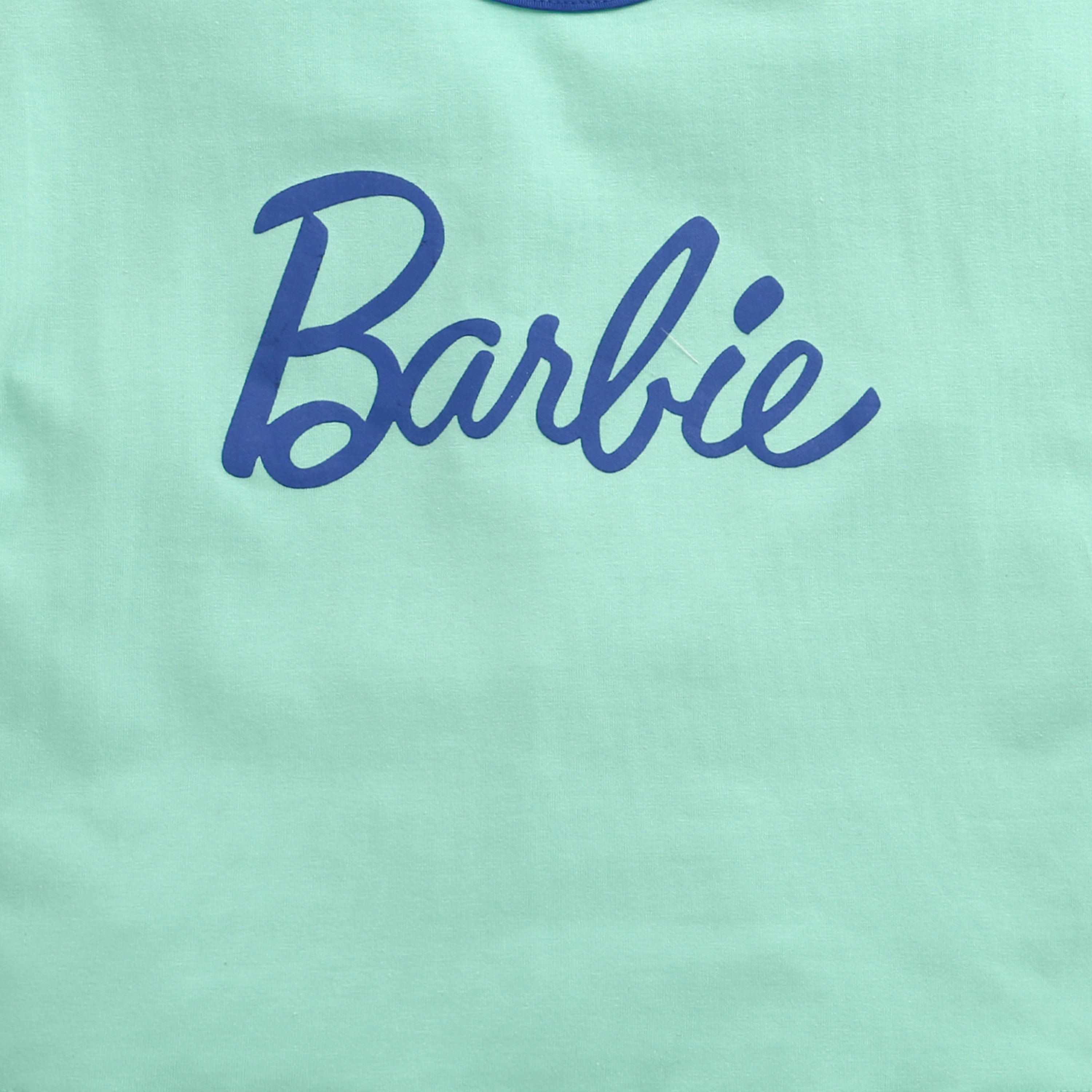 Barbie Aqua Blue Soft Cotton Logo T-Shirt for Girls