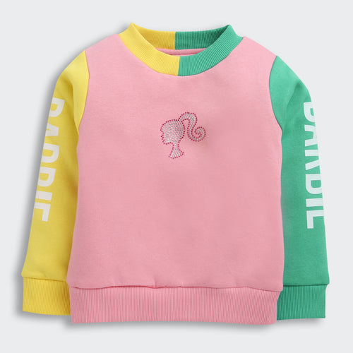 Color-Block Barbie Sweatshirt – Playful Winter Casual