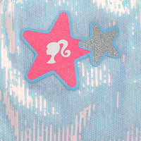 Barbie by Tiny Girl Sleeveless Star Patch Detailed Shimmered & Sequins Embellished Top - Silver & White