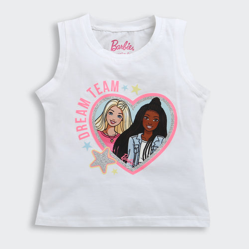 Barbie White Sleeveless Tank Top BATP2095
