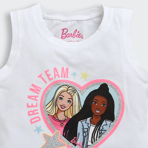 Barbie White Sleeveless Tank Top BATP2095