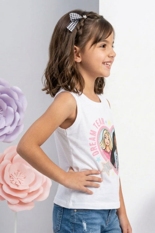 Barbie White Sleeveless Tank Top BATP2095