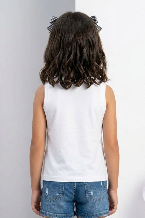Barbie White Sleeveless Tank Top BATP2095