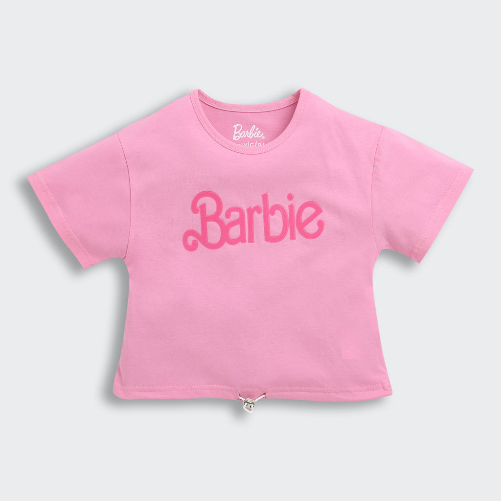 Barbie Light Pink Drawstring Logo T-Shirt BATP2101