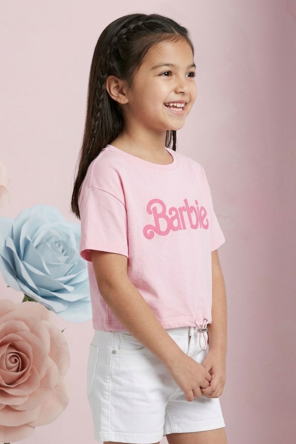 Barbie Light Pink Drawstring Logo T-Shirt BATP2101