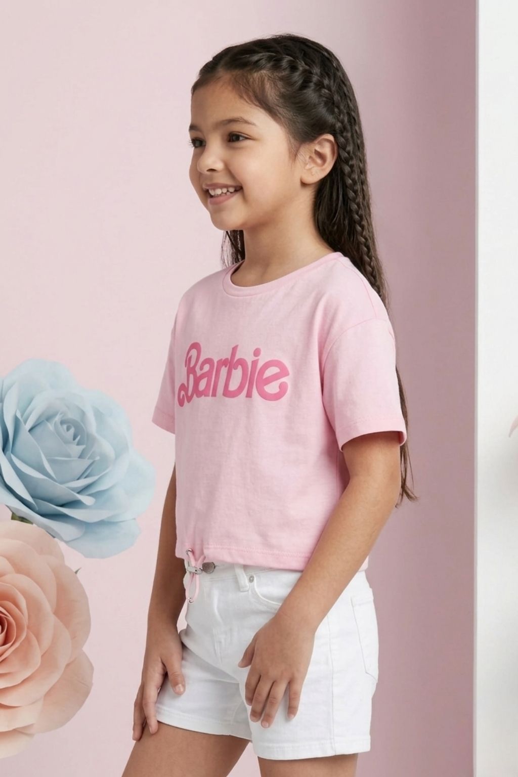 Barbie Light Pink Drawstring Logo T-Shirt BATP2101