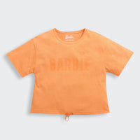 Peach Barbie Drawstring Logo Tee – Trendy Summer Essential