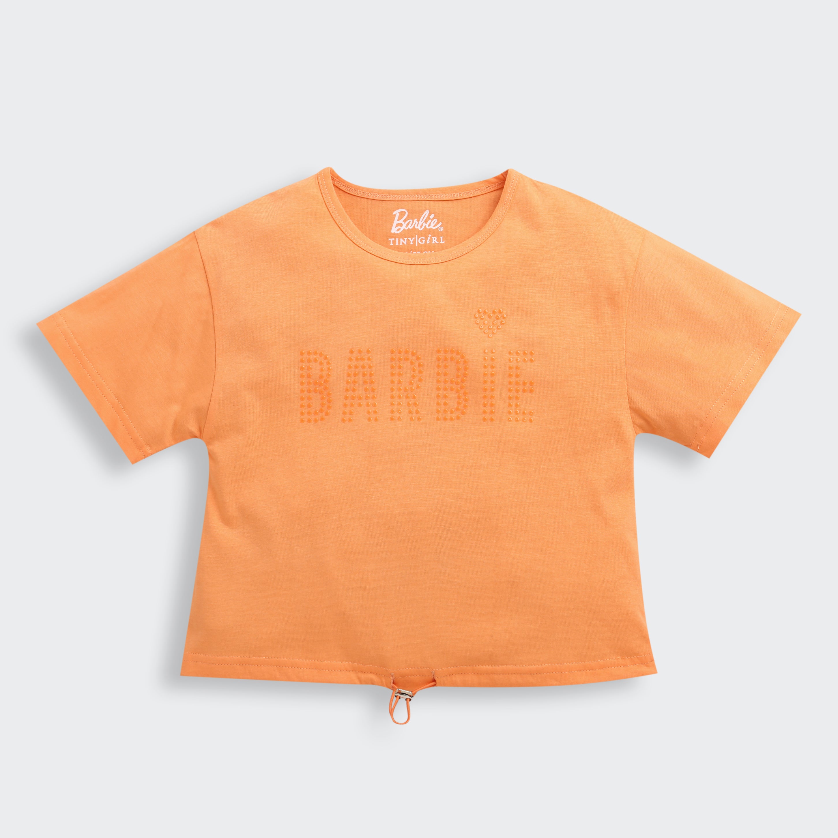 Peach Barbie Drawstring Logo Tee – Trendy Summer Essential