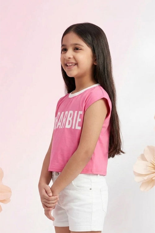 Barbie Hot Pink Logo Boxy Tee BATP2106
