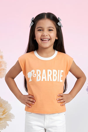 Barbie Casual Summer Peach Logo Boxy Tee BATP2106