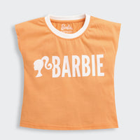 Peach Barbie Logo Boxy Tee – Casual Summer Must-Have