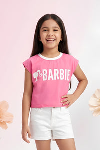 Barbie Hot Pink Logo Boxy Tee BATP2106