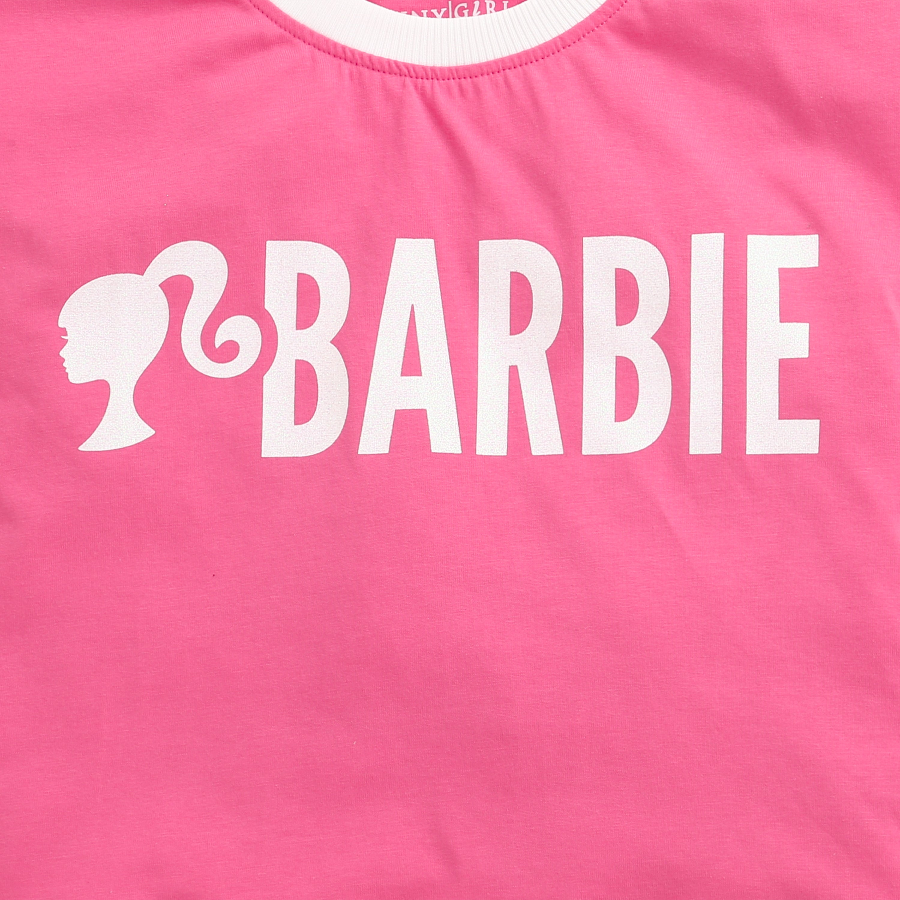 Hot Pink Barbie Logo Boxy Tee – Sporty Chic Look