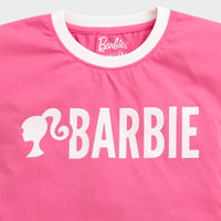Hot Pink Barbie Logo Boxy Tee – Sporty Chic Look