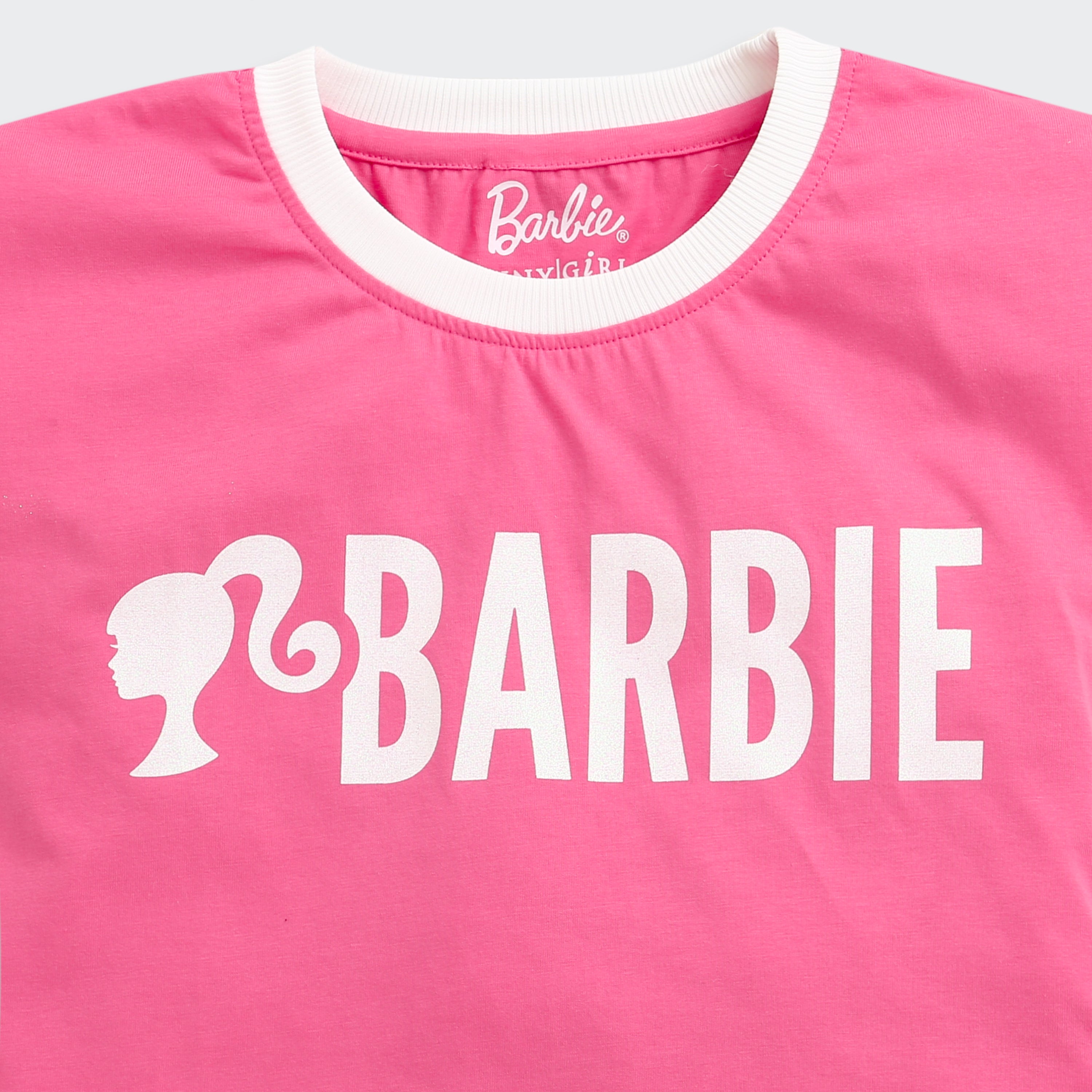 Hot Pink Barbie Logo Boxy Tee – Sporty Chic Look
