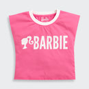 Hot Pink Barbie Logo Boxy Tee – Sporty Chic Look