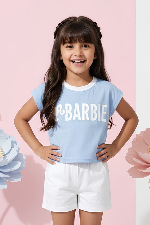 Barbie Powder Blue Logo Boxy Tee BATP2106
