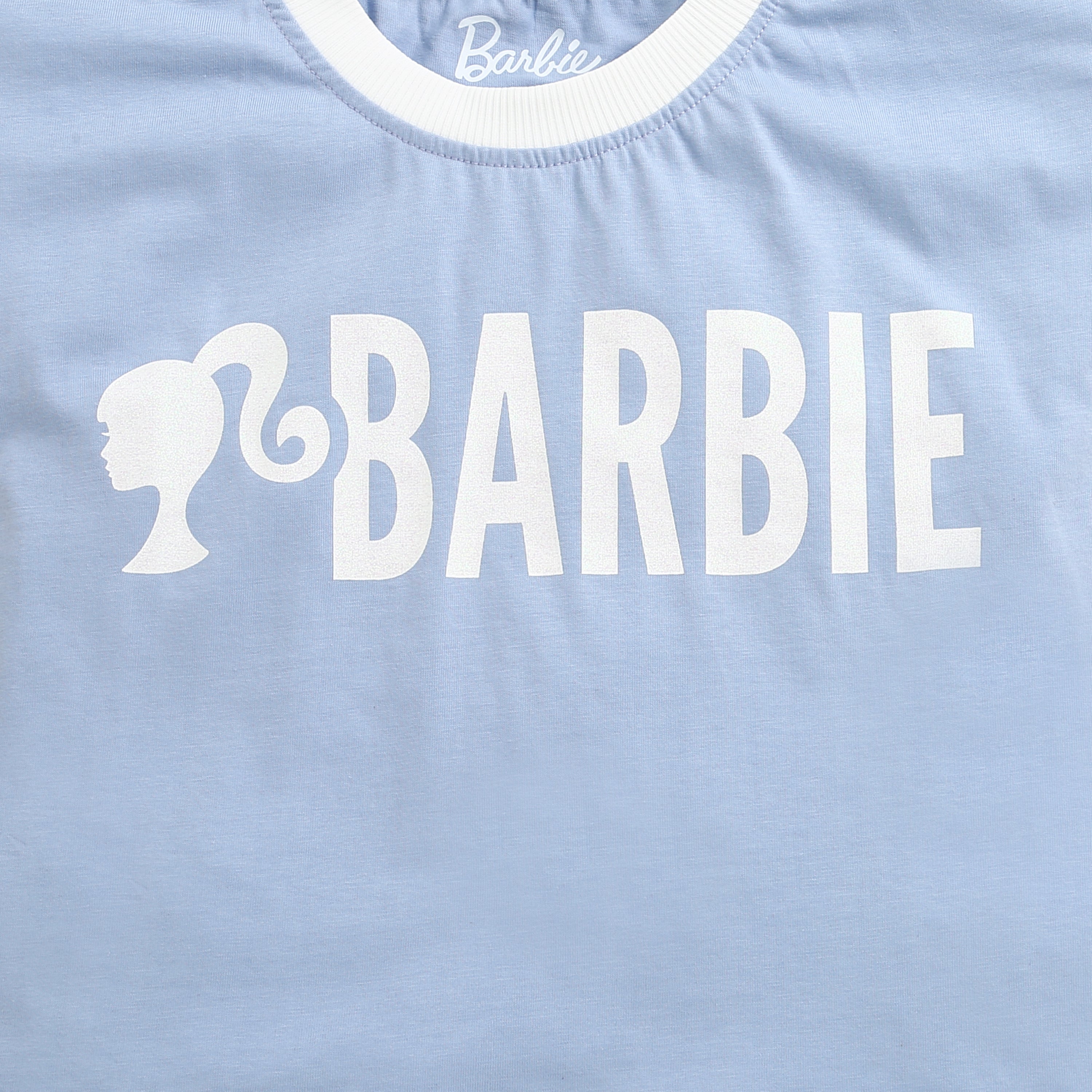 Sky Blue Barbie Logo Boxy Tee – Soft Cotton Comfort