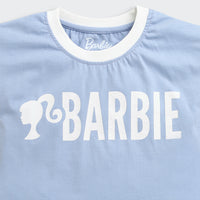 Sky Blue Barbie Logo Boxy Tee – Soft Cotton Comfort