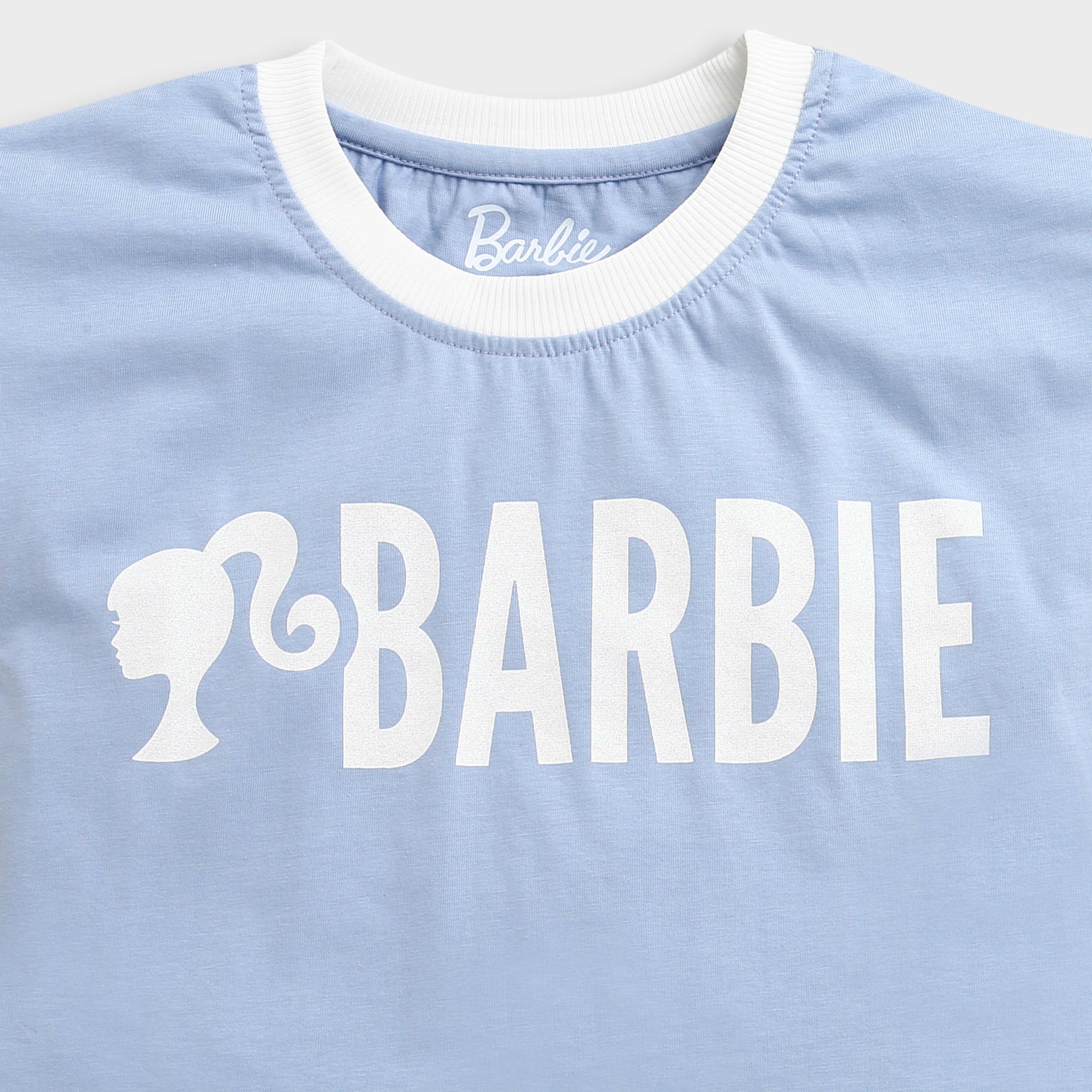 Sky Blue Barbie Logo Boxy Tee – Soft Cotton Comfort