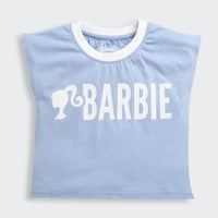 Sky Blue Barbie Logo Boxy Tee – Soft Cotton Comfort