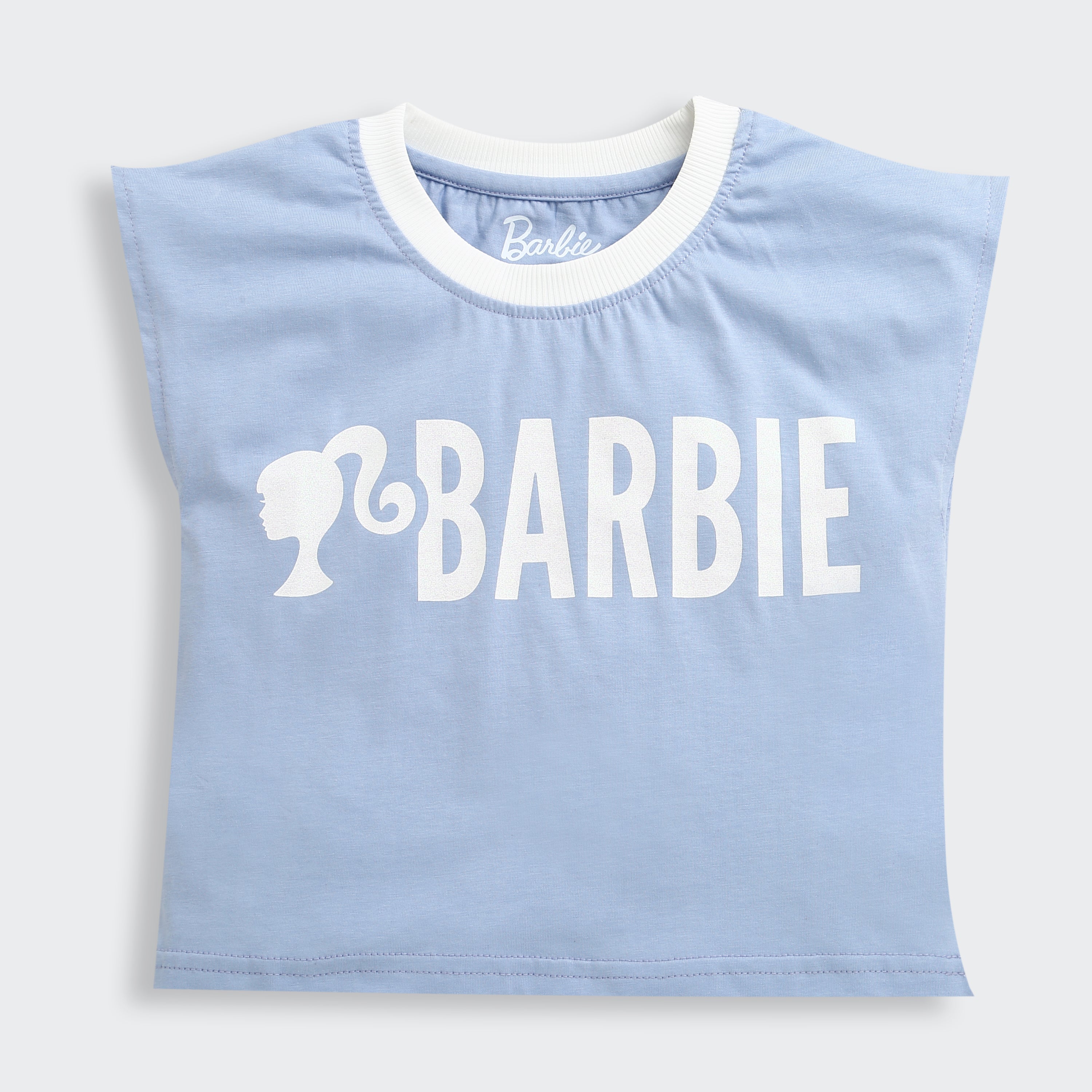 Sky Blue Barbie Logo Boxy Tee – Soft Cotton Comfort