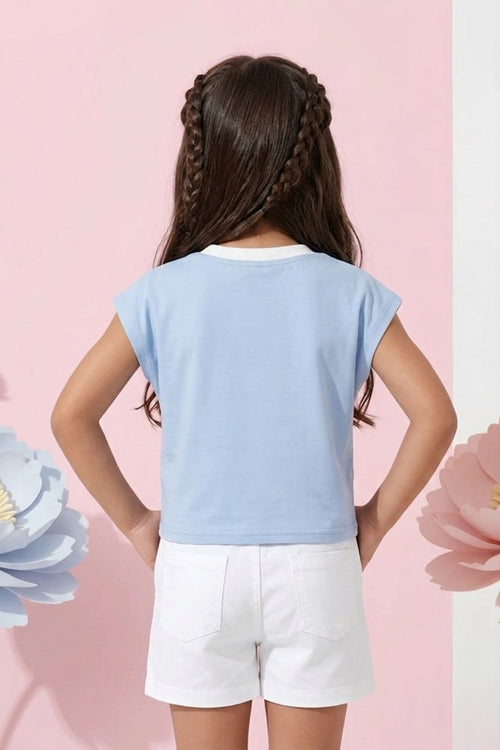 Barbie Powder Blue Logo Boxy Tee BATP2106