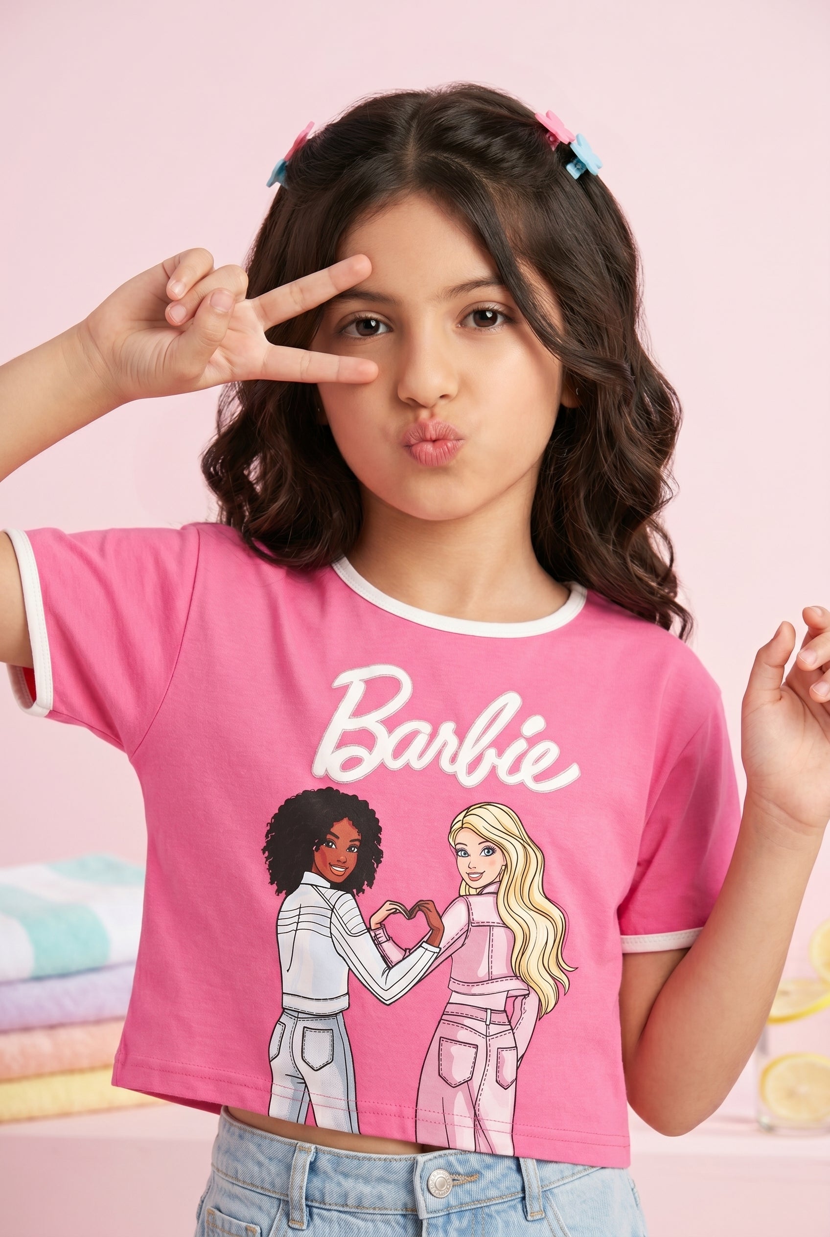 Barbie Pink Friends Crop Tee BATP2107