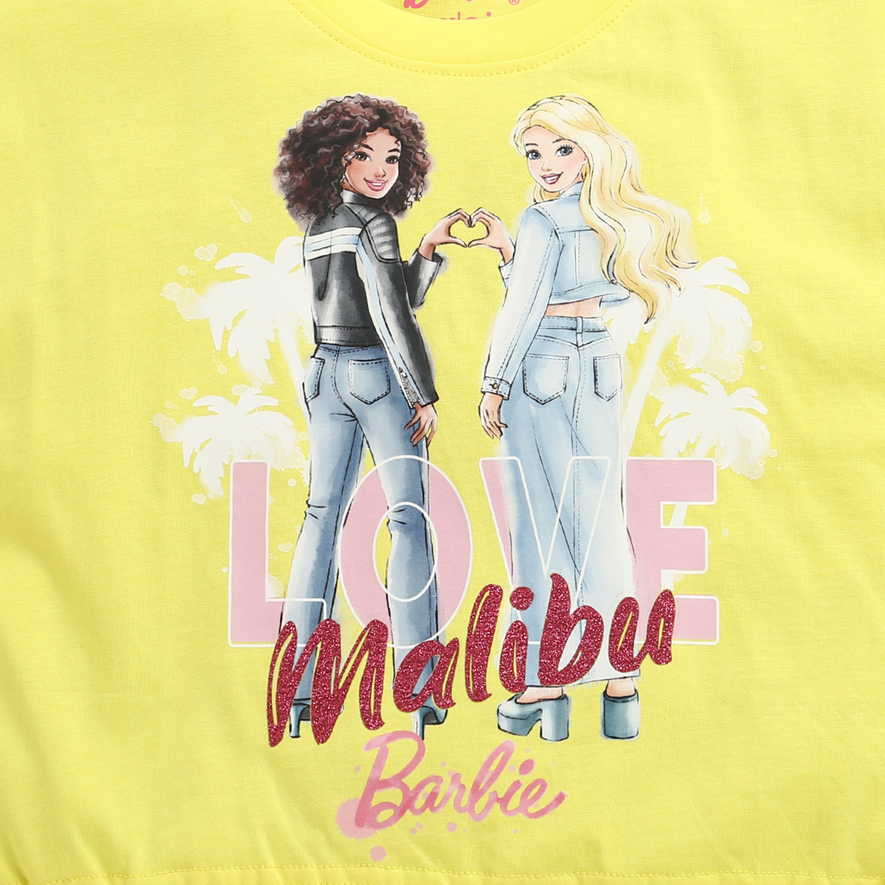 Yellow Barbie Duo Graphic Top – Vibrant Everyday Outfit