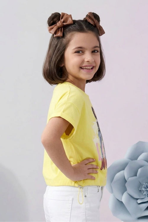 Barbie Yellow Duo Graphic Top BATP2110