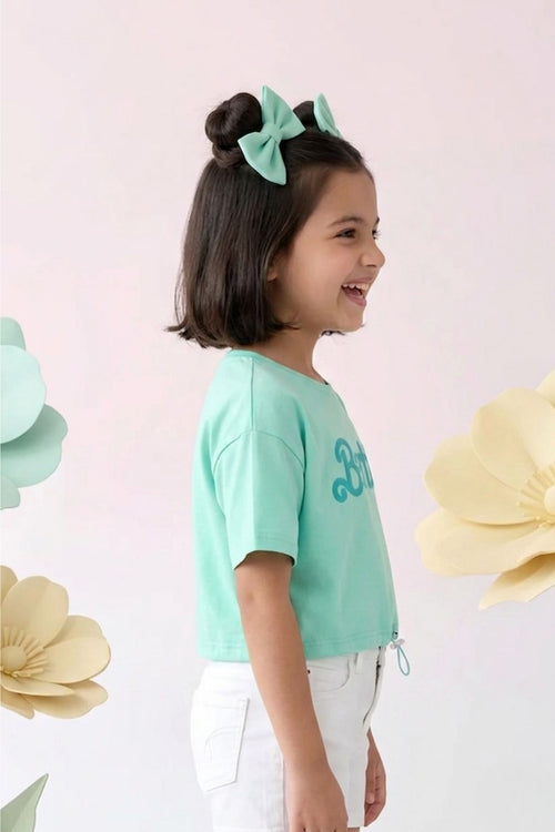 Barbie Mint Drawstring Logo Tee BATP2113