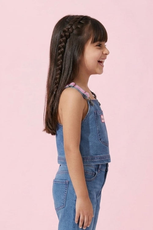 Girls Barbie Denim Strap Top BATP2115