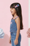Girls Barbie Denim Strap Top BATP2115