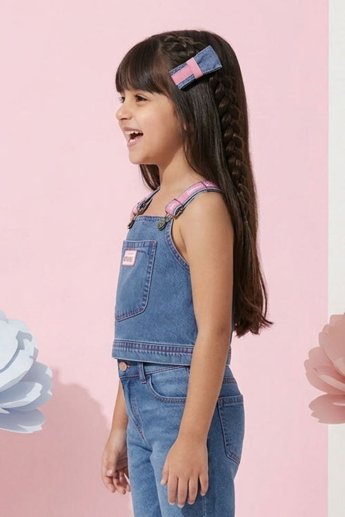 Girls Barbie Denim Strap Top BATP2115