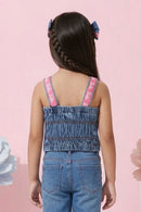 Girls Barbie Denim Strap Top BATP2115