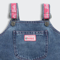 Barbie Denim Dungaree Top Pink Logo Straps & Pocket Detail | Trendy Girls Outfit Online | Kids