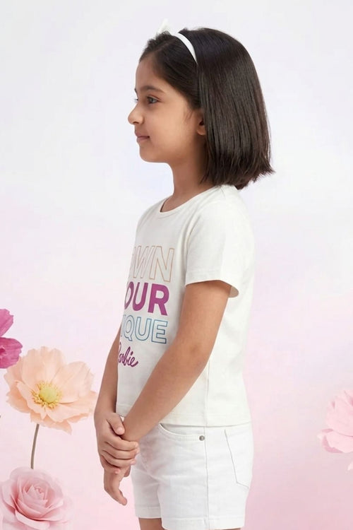 Barbie White Quote Casual Tee BATP2120