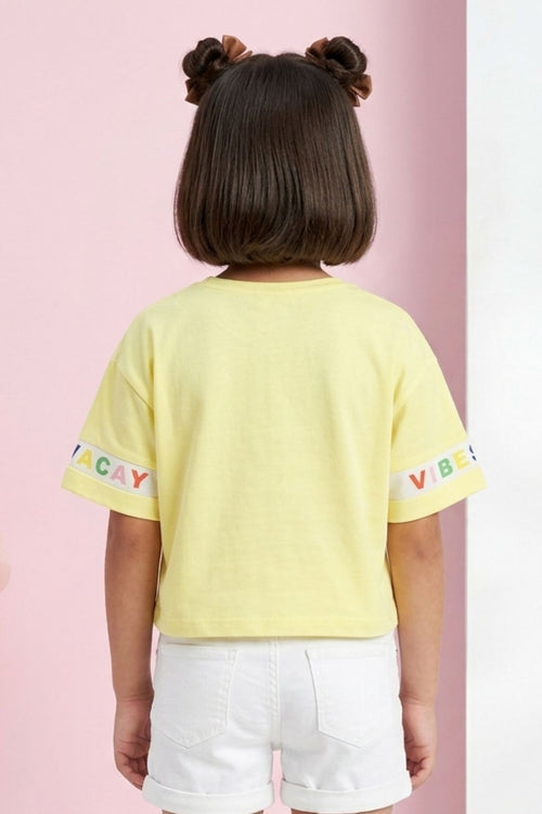 Barbie Yellow Vacay Vibes Crop T-Shirt BATP2122