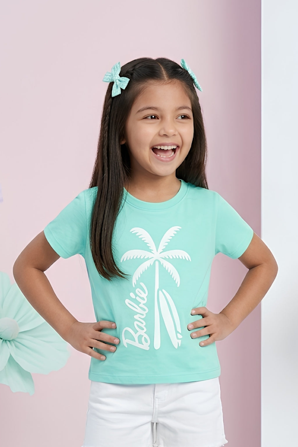 Barbie Aqua Blue Palm Print Tee BATP2125